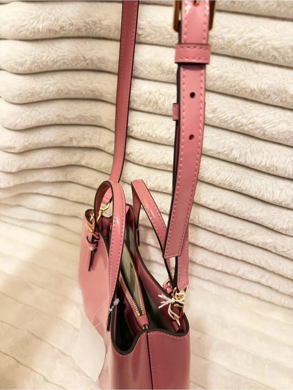 Tory Burch Rose Pink Leather Mini Satchel with Gold Hardware